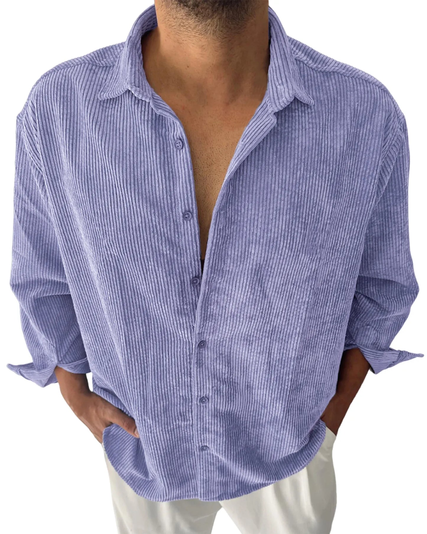 Men's Corduroy Stylish Casual Button Lapel Everyday Shirt