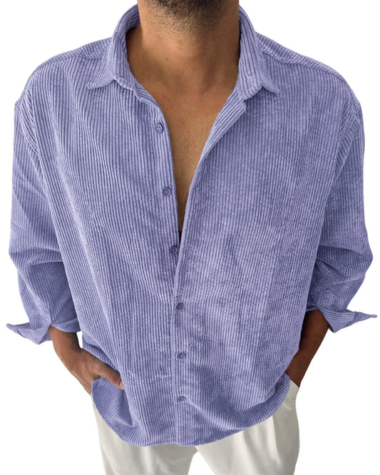 Men's Corduroy Stylish Casual Button Lapel Everyday Shirt