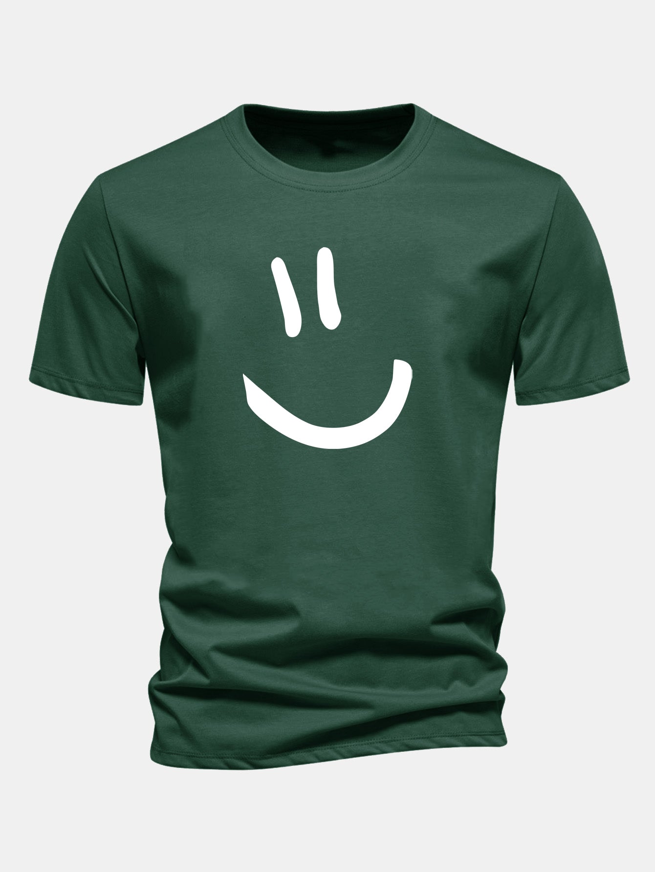 Regular Fit Smiley Face Print Cotton T-Shirt