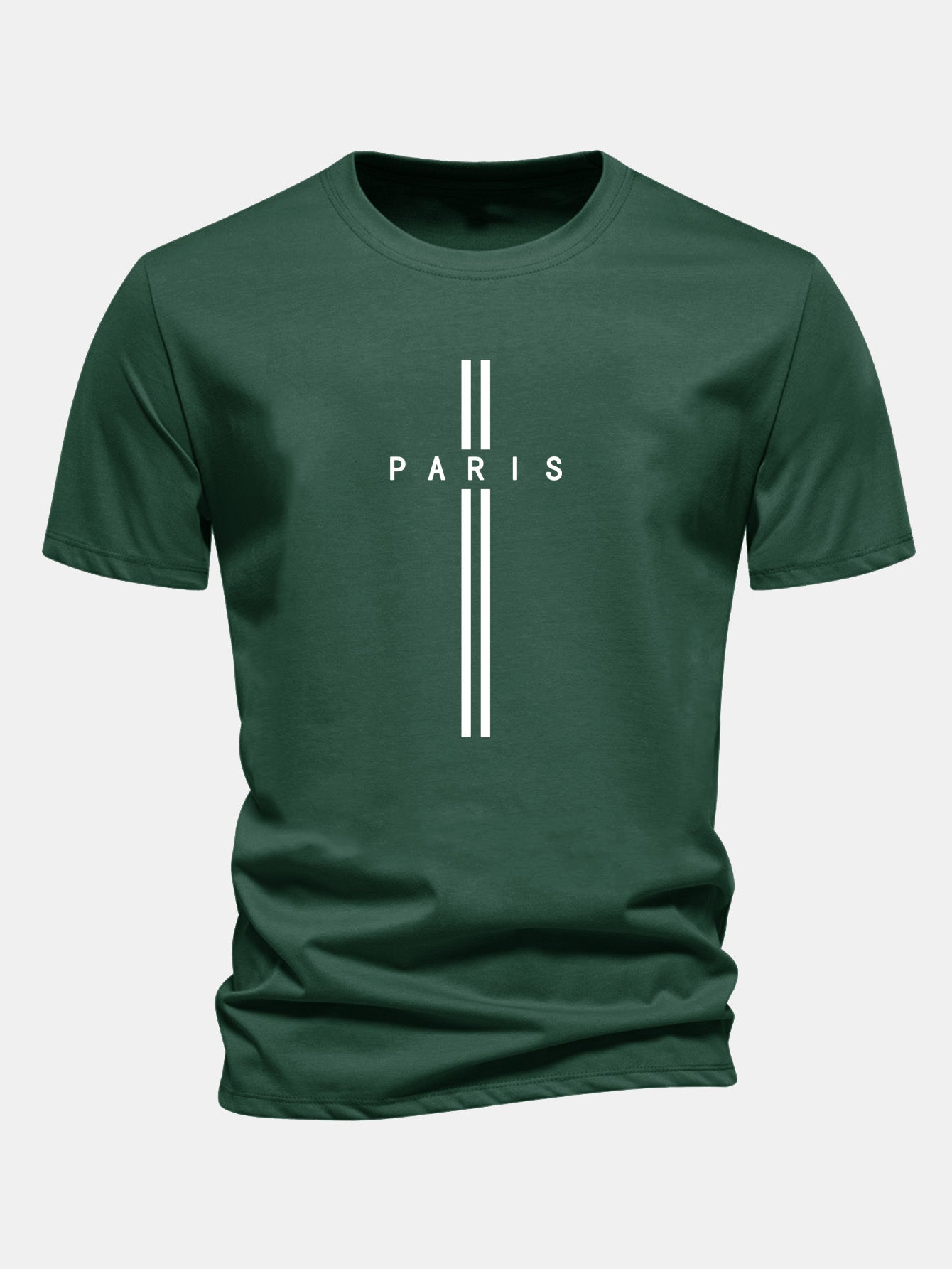 Regular Fit Paris Stripe Print Cotton T-Shirt