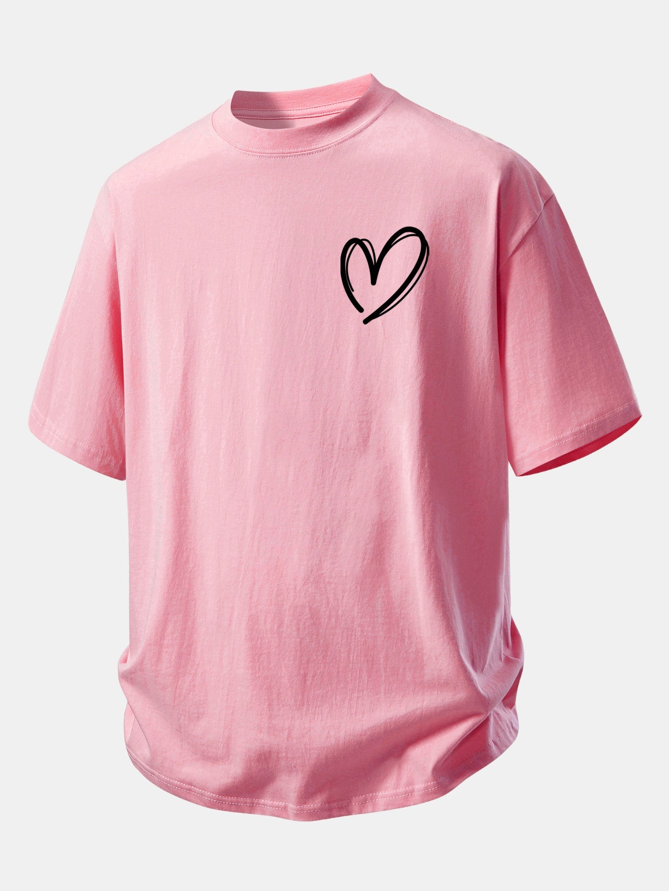 Relax Fit Heart Print Cotton T-Shirt