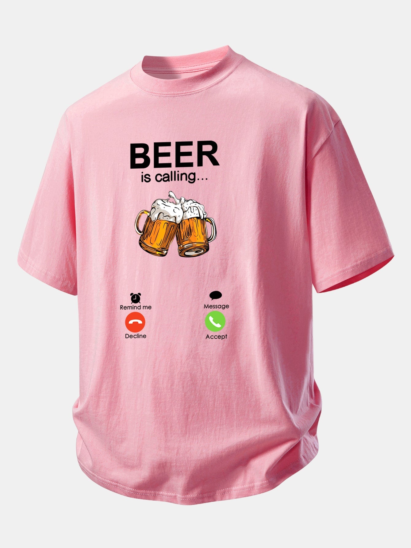Relax Fit Beer Is Calling Print Cotton T-Shirt
