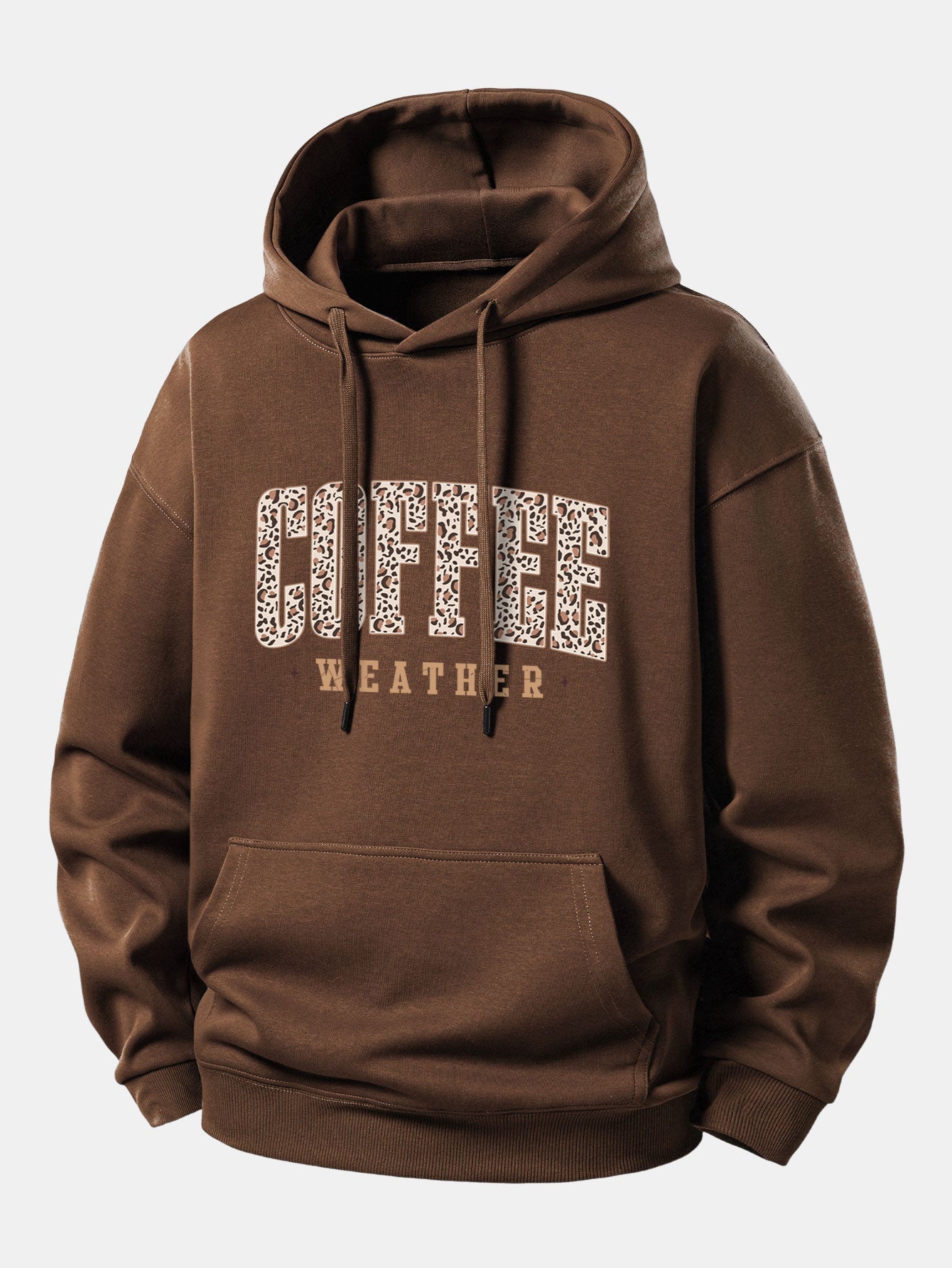 Leopard Coffee Weather Print Relax Fit Hoodie