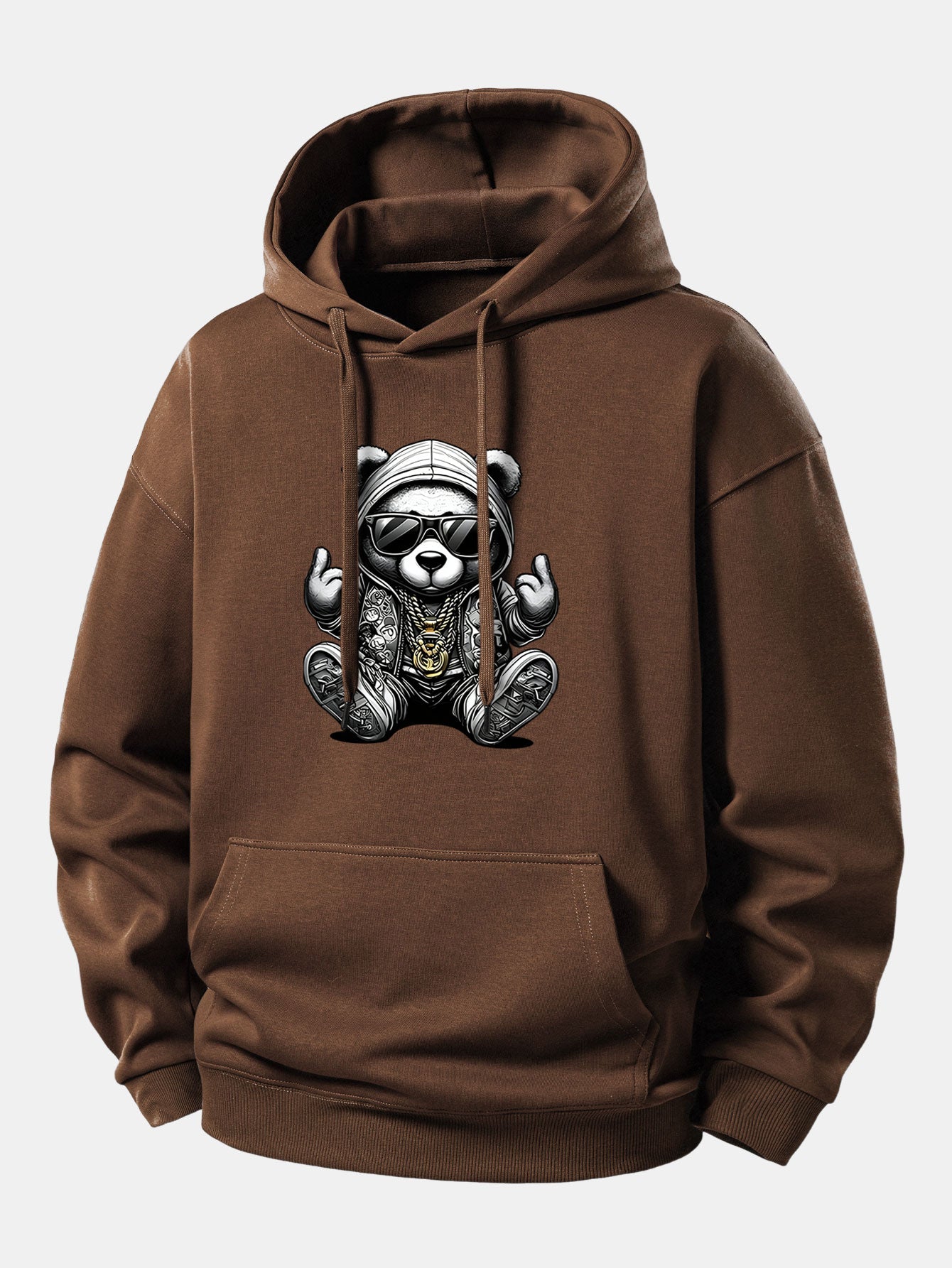 Hip Hop Bear Print Relax Fit Hoodie