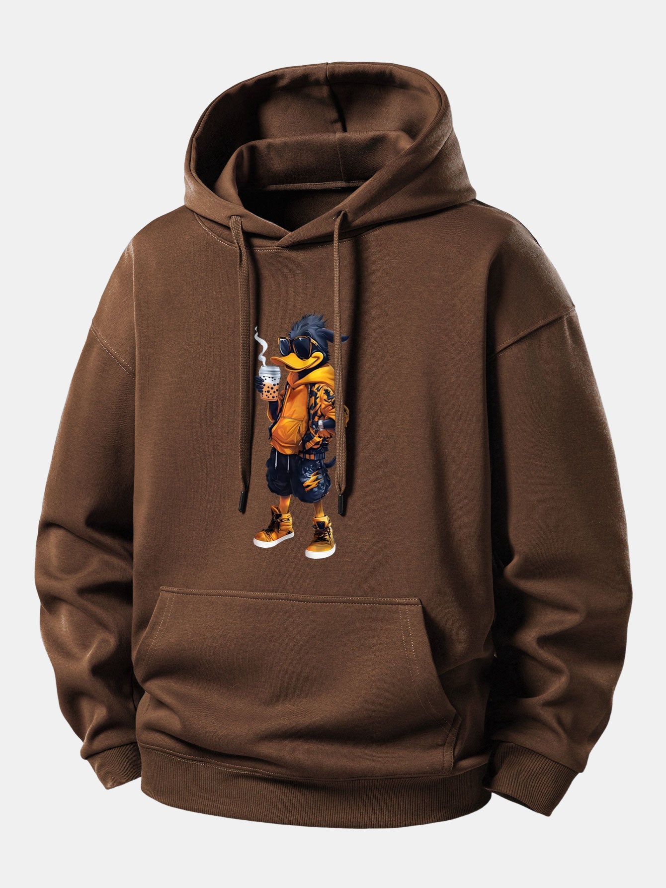Cartoon Duck Print Relax Fit Hoodie