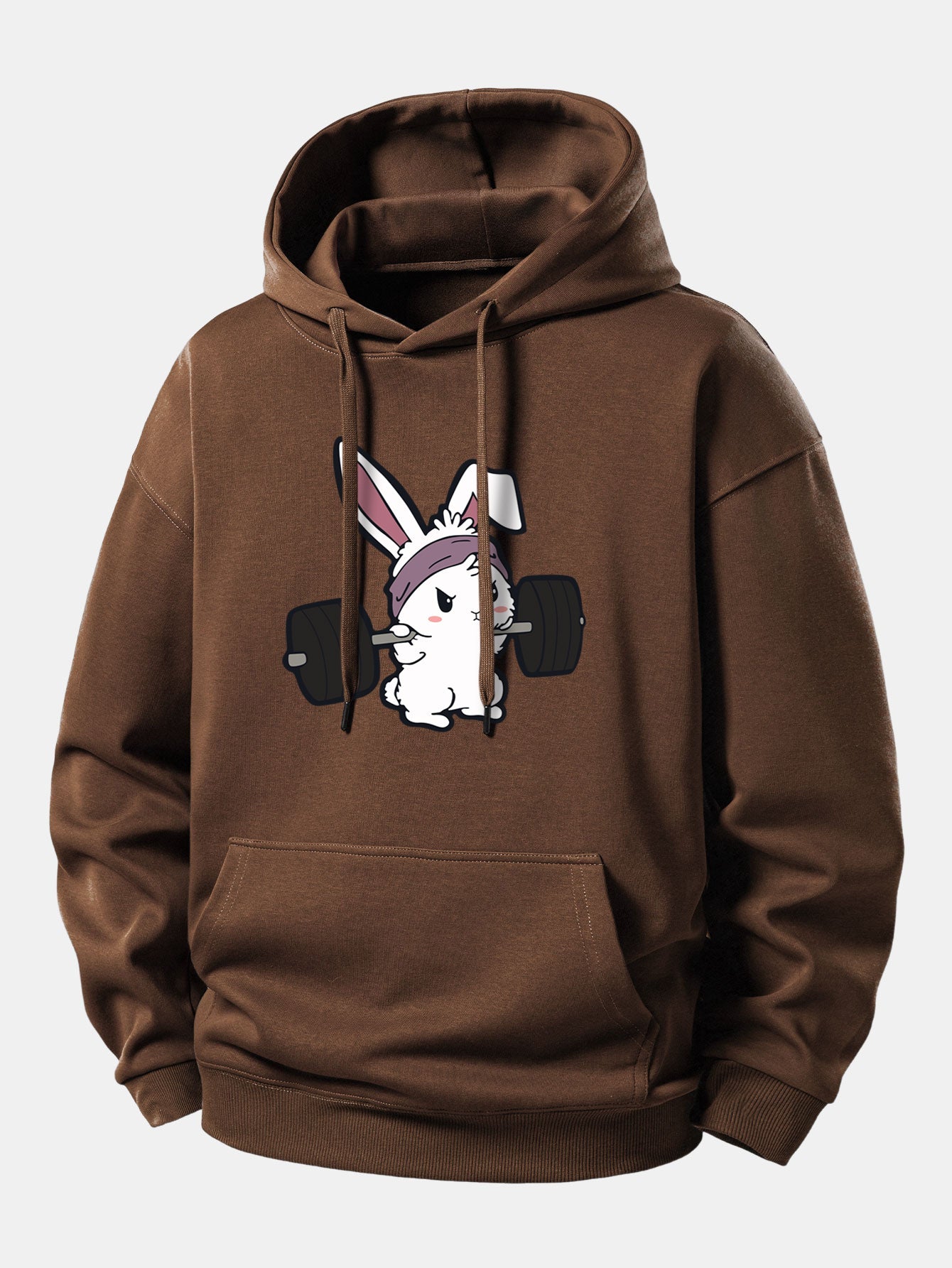 Fitness Rabbit Print Relax Fit Hoodie