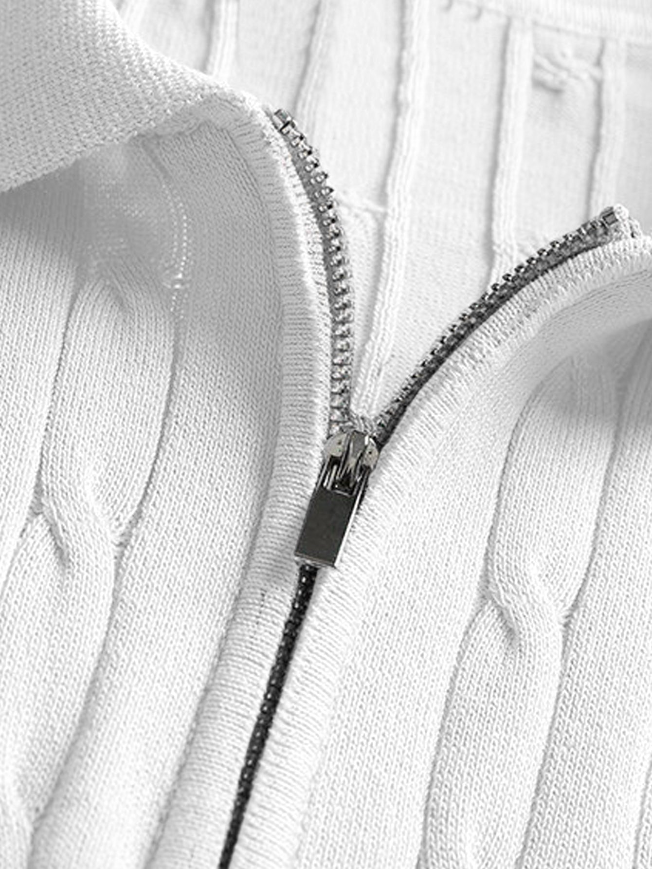 Twisted Jacquard Zipper Knit Polo