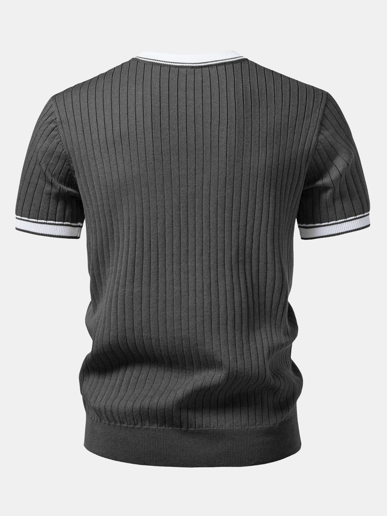 Contrast Trim Crew Neck Knit T-Shirt