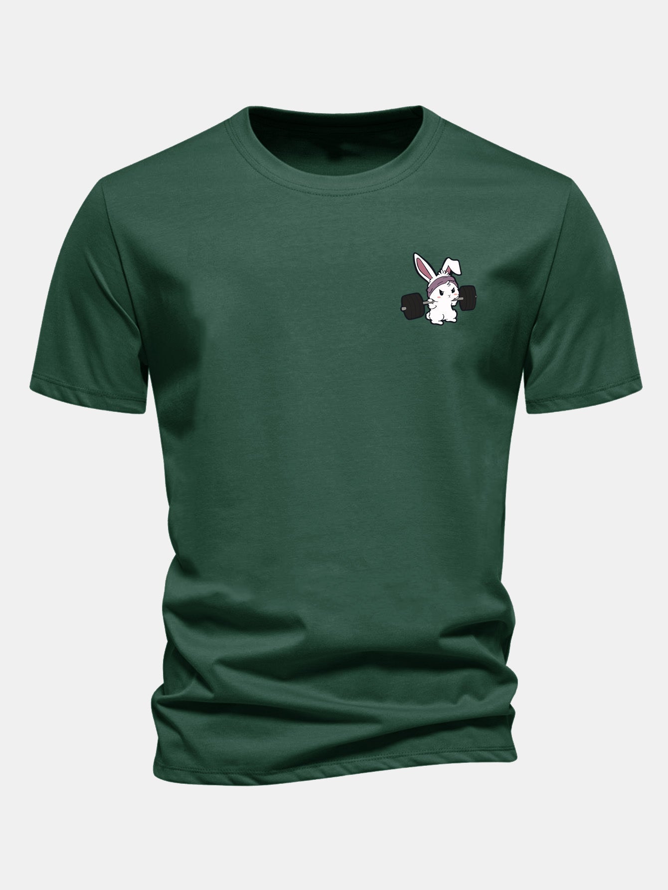 Regular Fit Fitness Rabbit Print Cotton T-Shirt