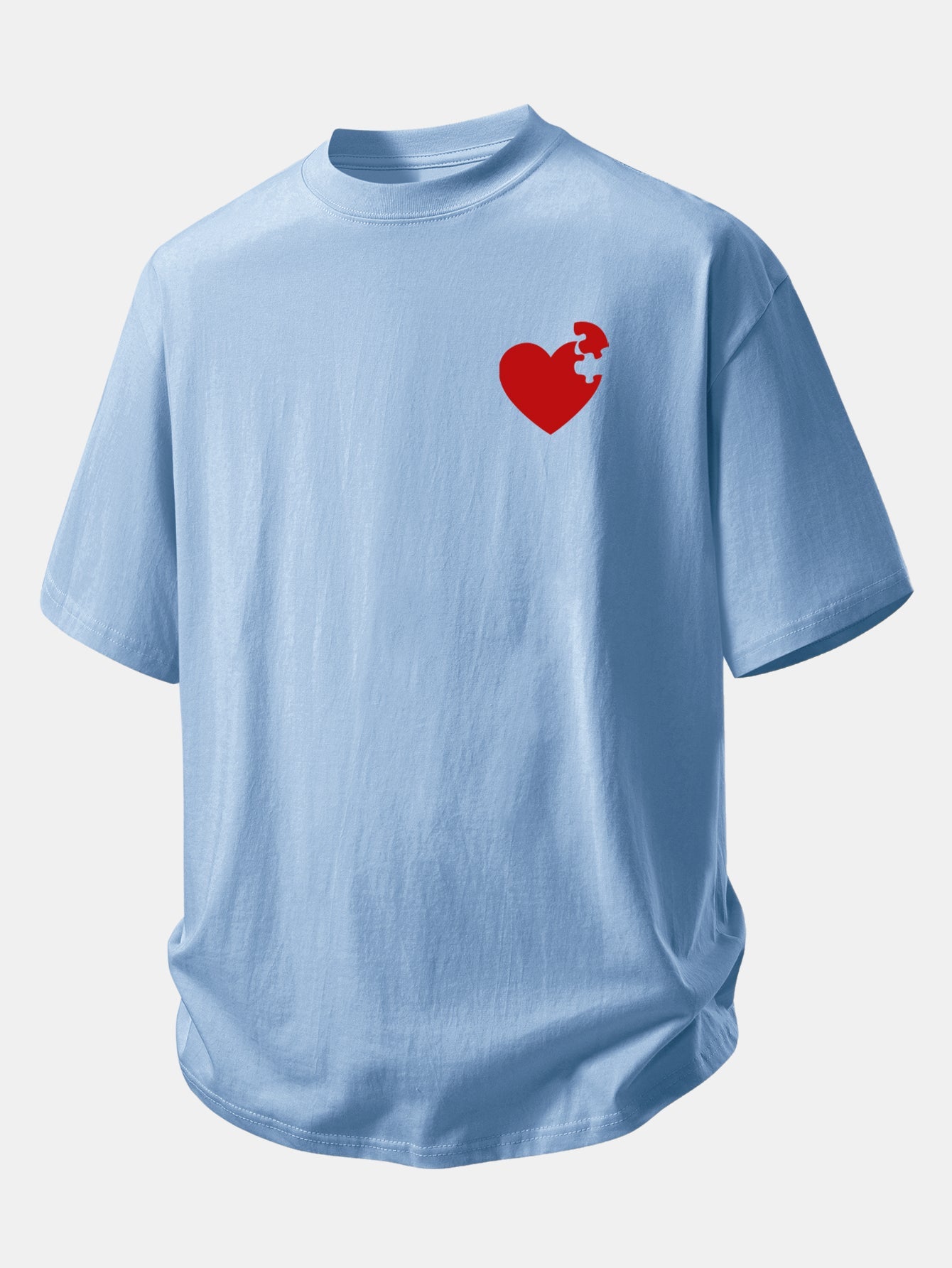 Relax Fit Heart Puzzle Print Cotton T-Shirt