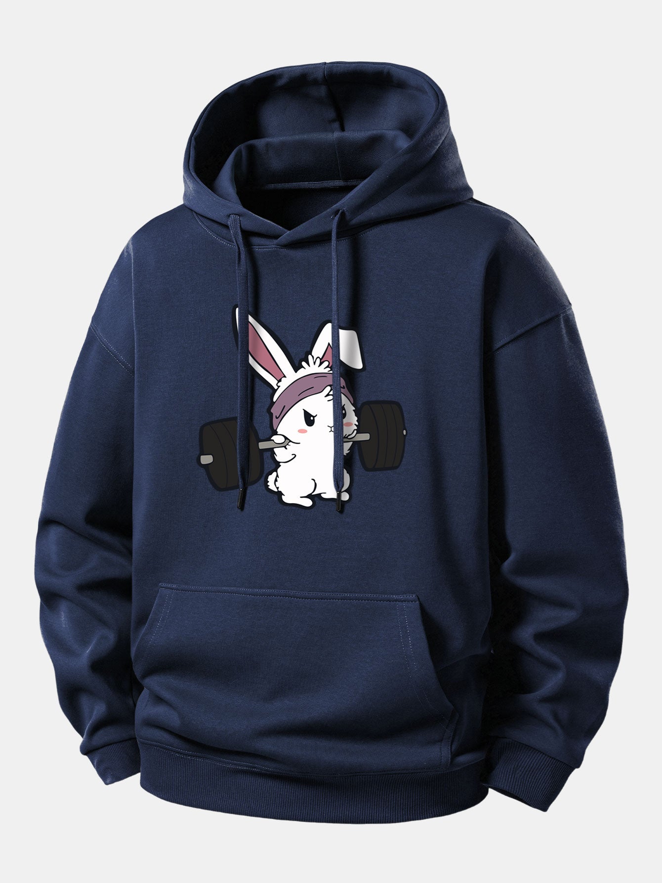 Fitness Rabbit Print Relax Fit Hoodie
