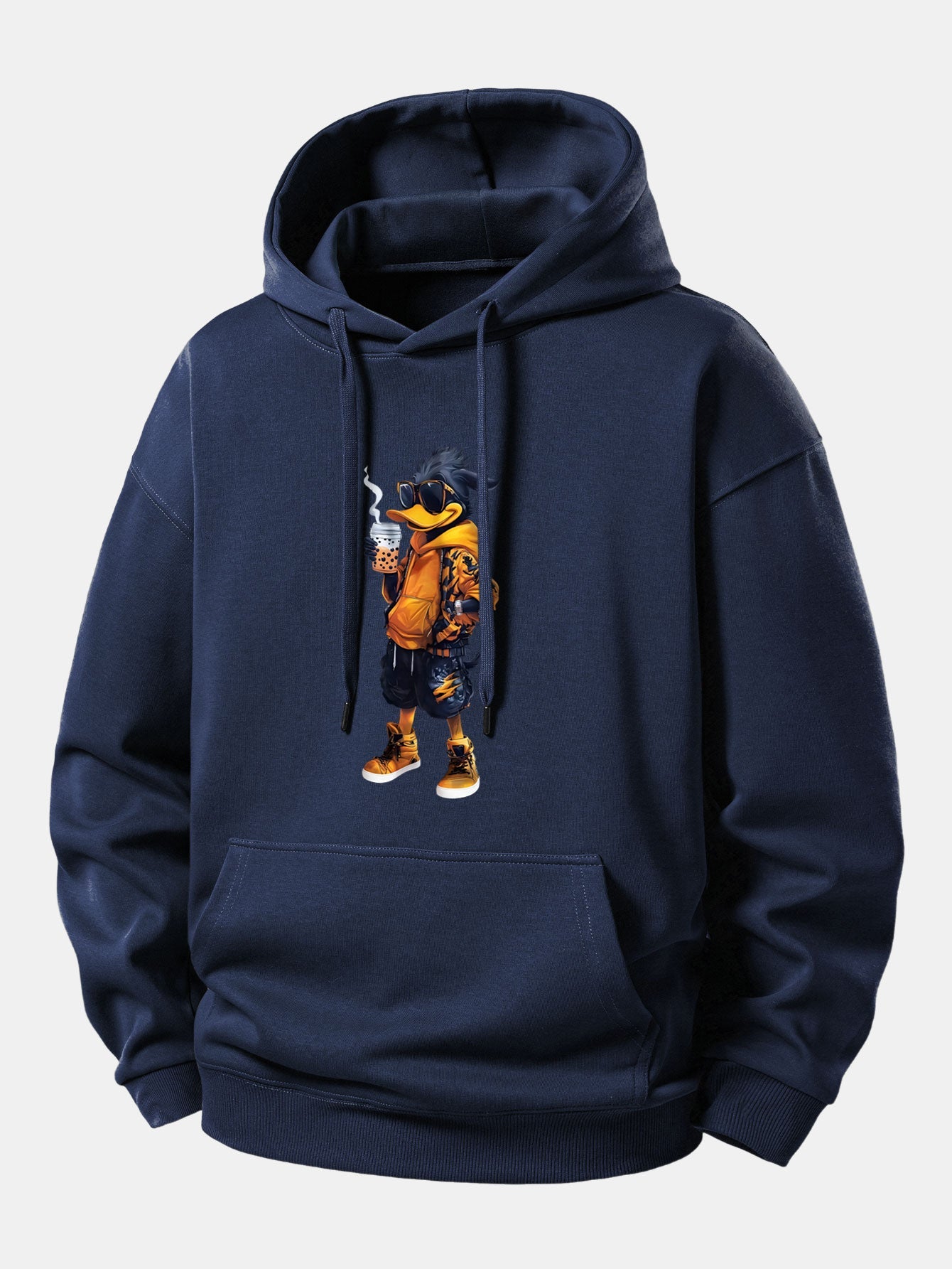 Cartoon Duck Print Relax Fit Hoodie
