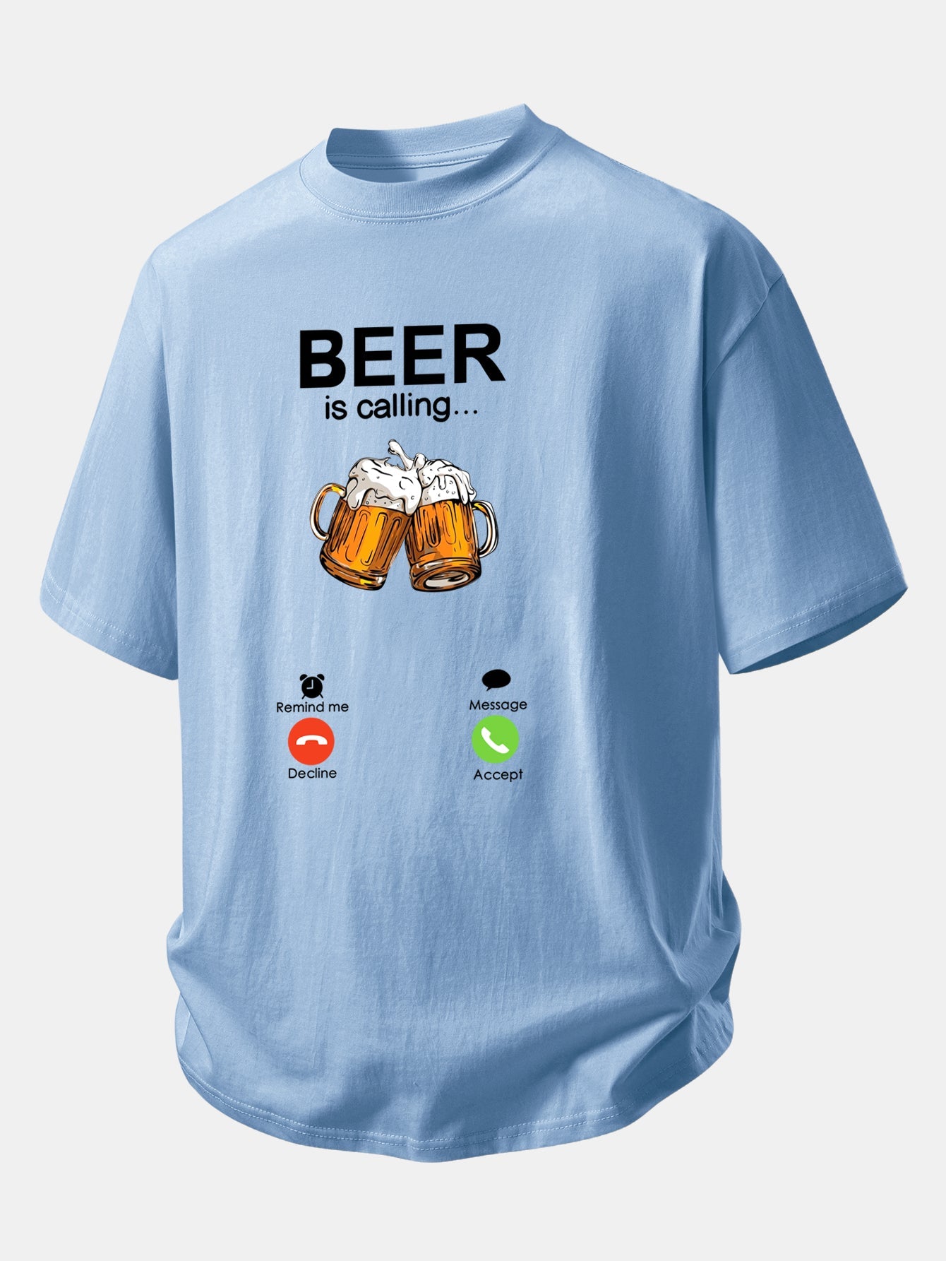 Relax Fit Beer Is Calling Print Cotton T-Shirt