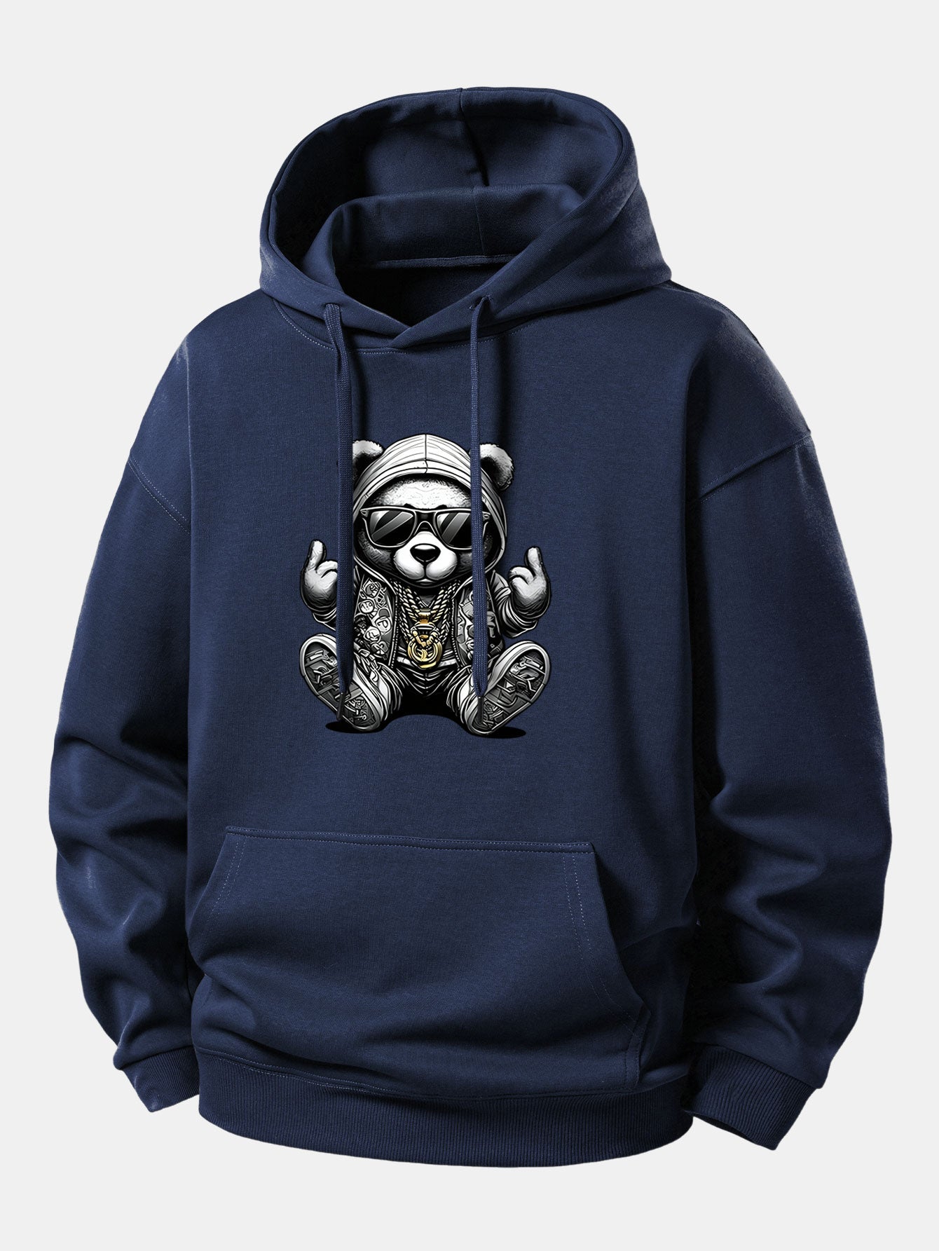 Hip Hop Bear Print Relax Fit Hoodie