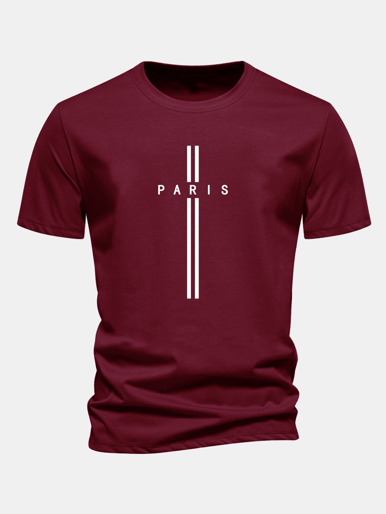 Regular Fit Paris Stripe Print Cotton T-Shirt