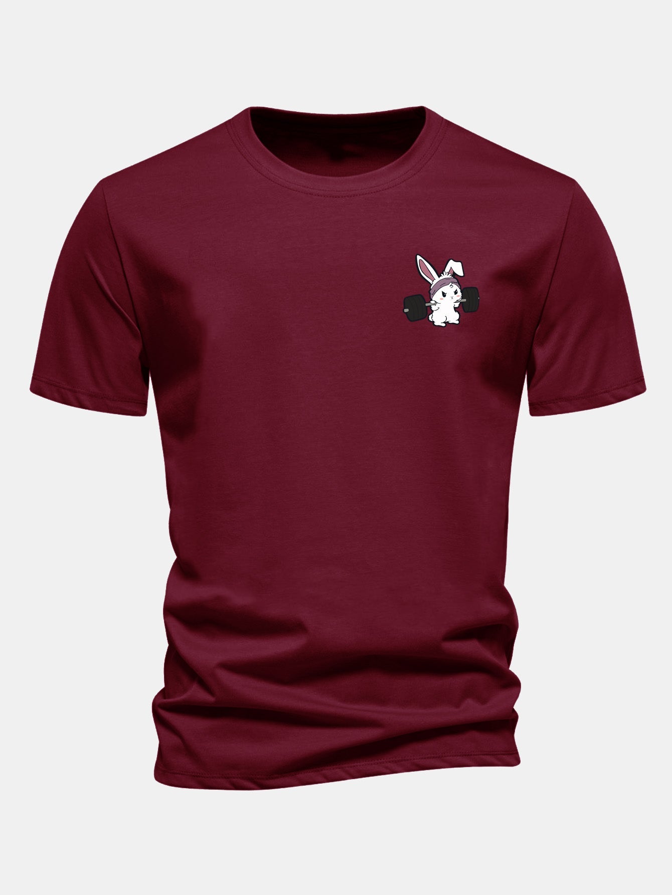 Regular Fit Fitness Rabbit Print Cotton T-Shirt