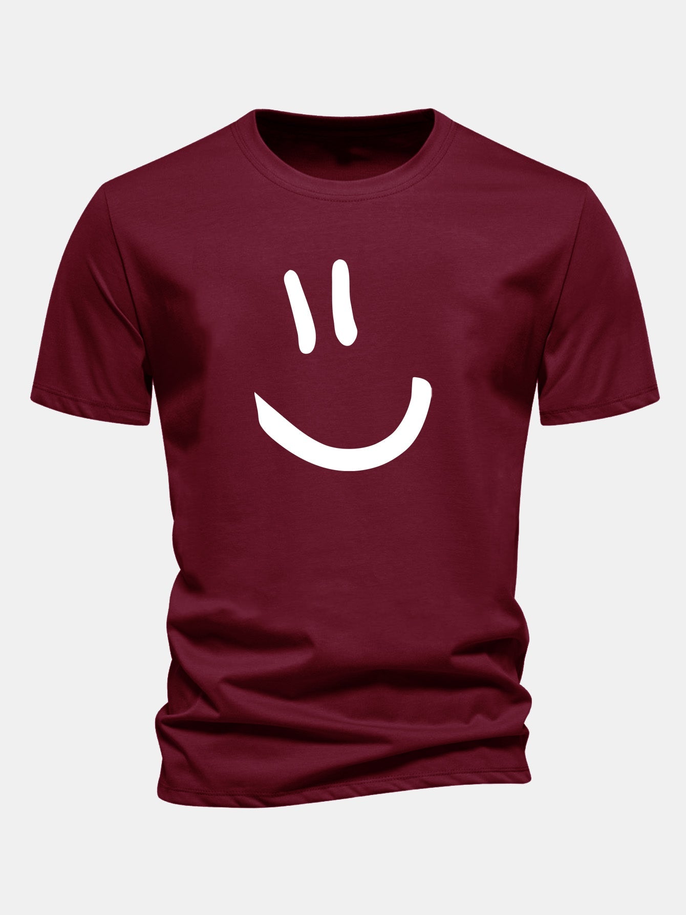 Regular Fit Smiley Face Print Cotton T-Shirt