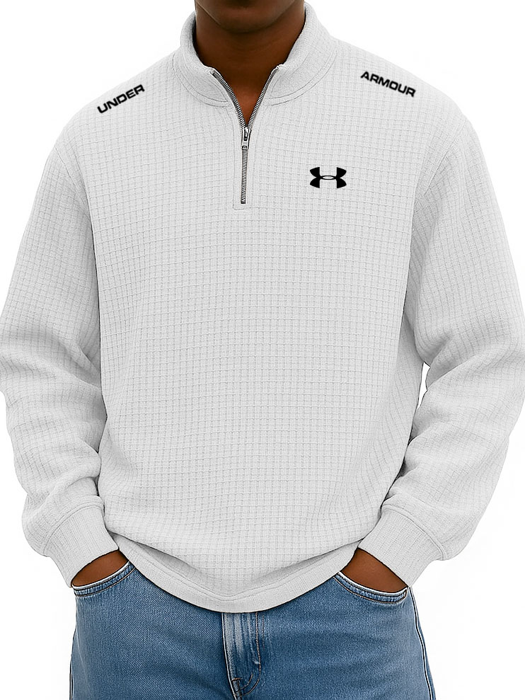 UA™  Men’s Rib-Cuff Quarter-Zip Top – Cozy Waffle Texture, Everyday Casual Fit