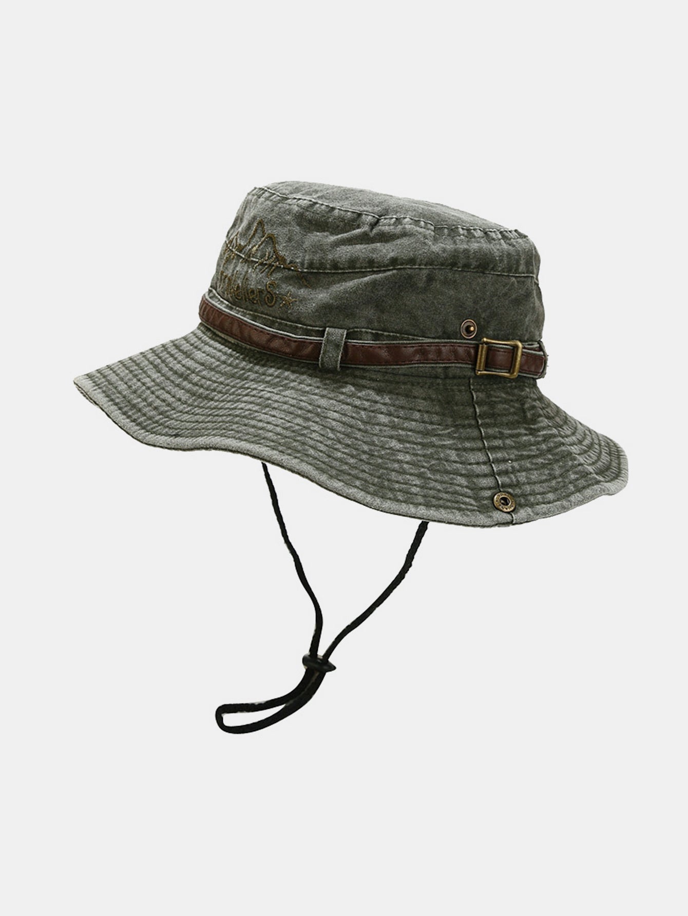 Unisex Vintage Snow Mountain Embroidery Pattern Wash Distressed Fisherman Hat