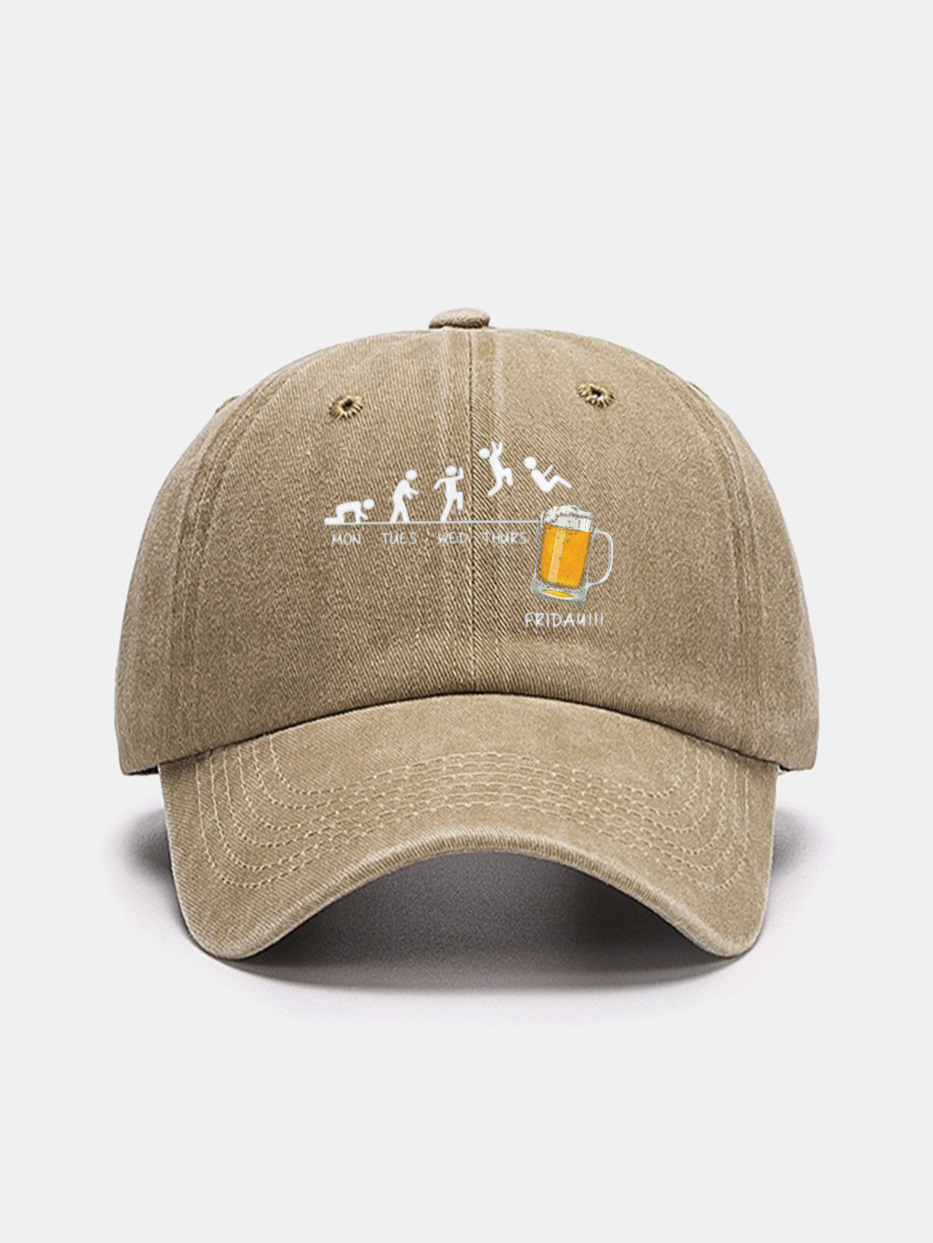 Beer Weekly Plan Print Washed Baseball Cap