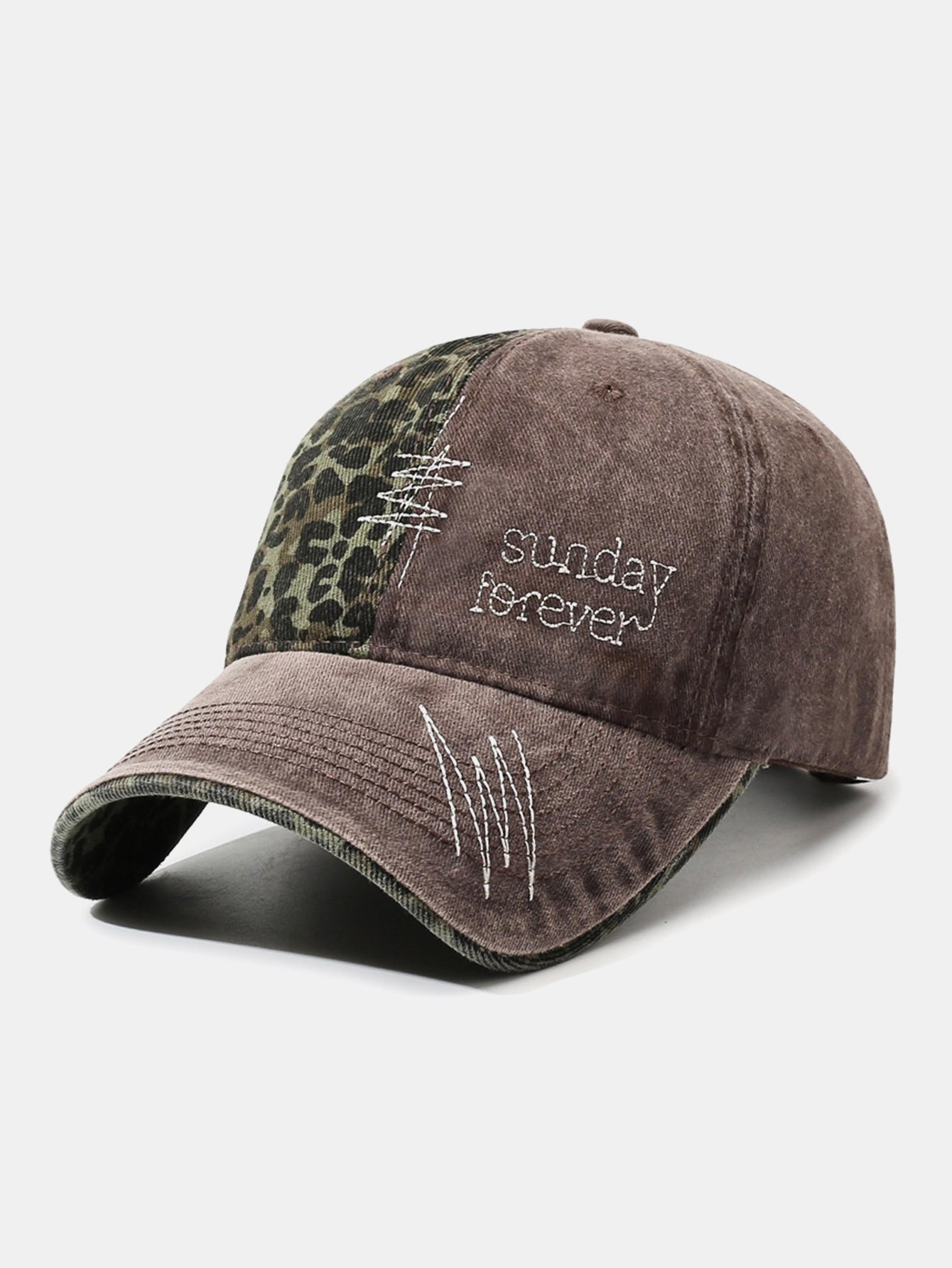 American Vintage Leopard Print Letter Embroidery Baseball Cap