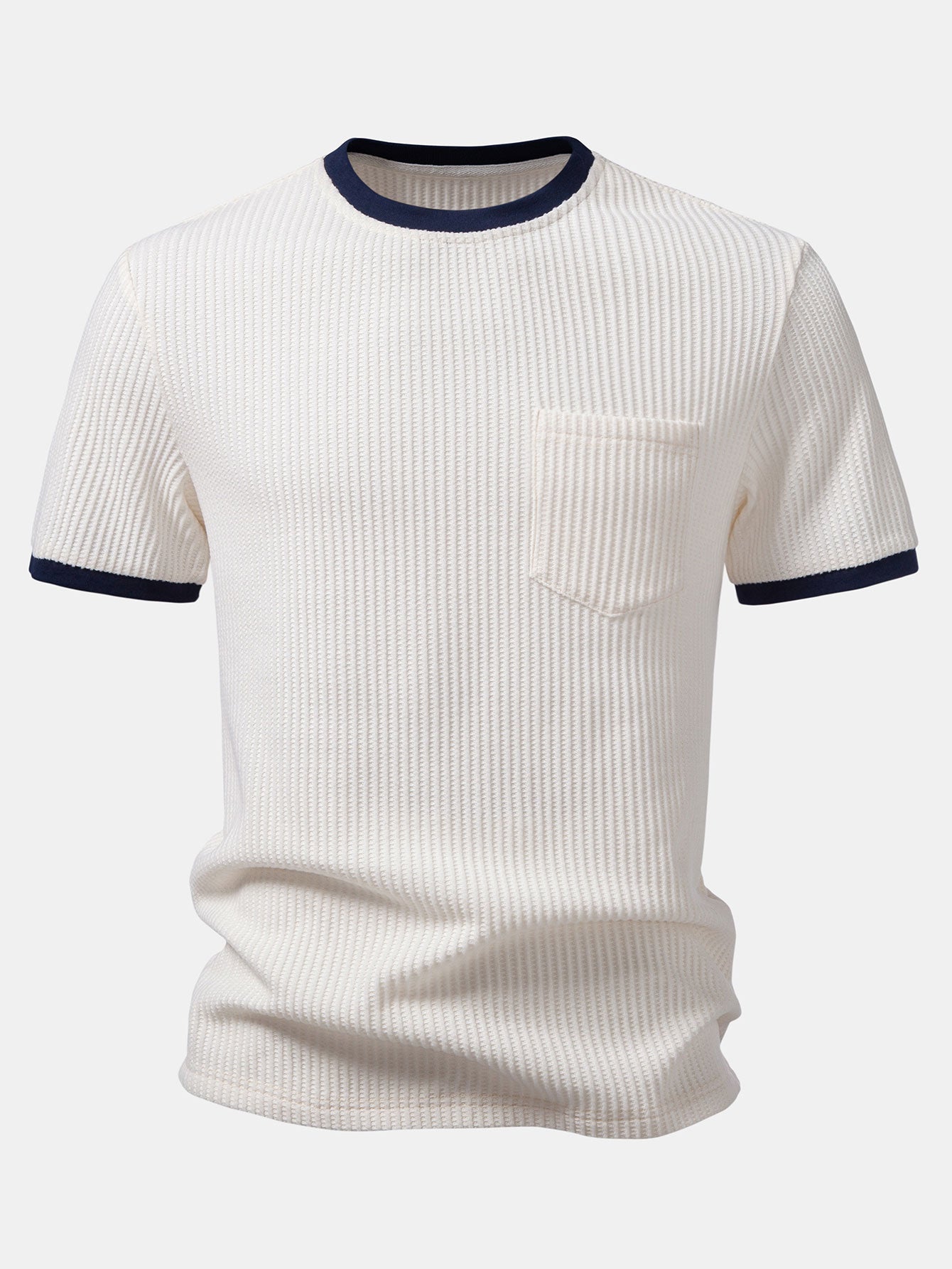 Contrast Waffle T-Shirt With Pocket & Drawstring Knitted Waffle Pants