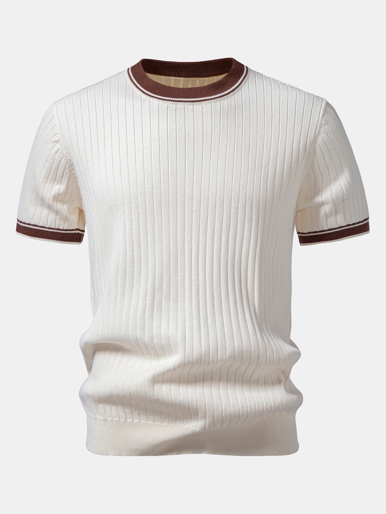 Contrast Trim Crew Neck Knit T-Shirt & Slim Fit Tapered Trousers