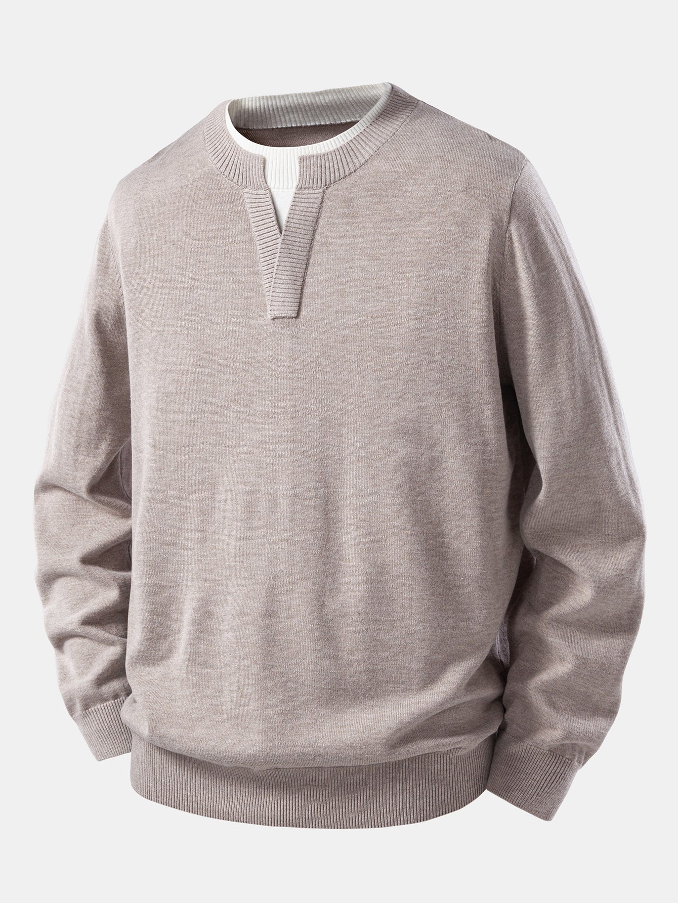 Long Sleeve 2 In 1 Split Neck Sweater