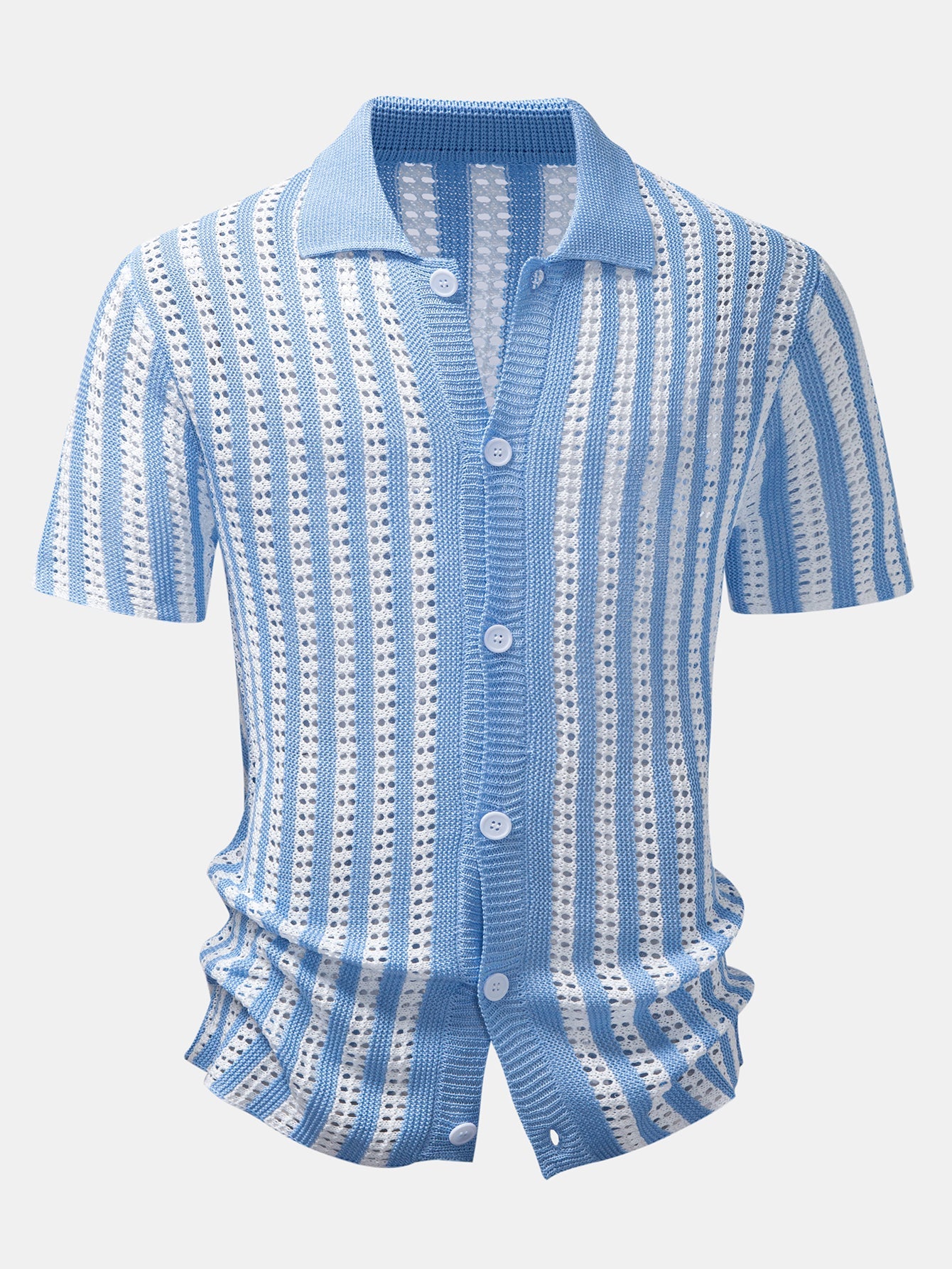 Striped Crochet Button Up Shirt