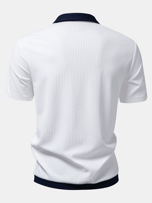 Contrast Ribbed Button Up Shirt