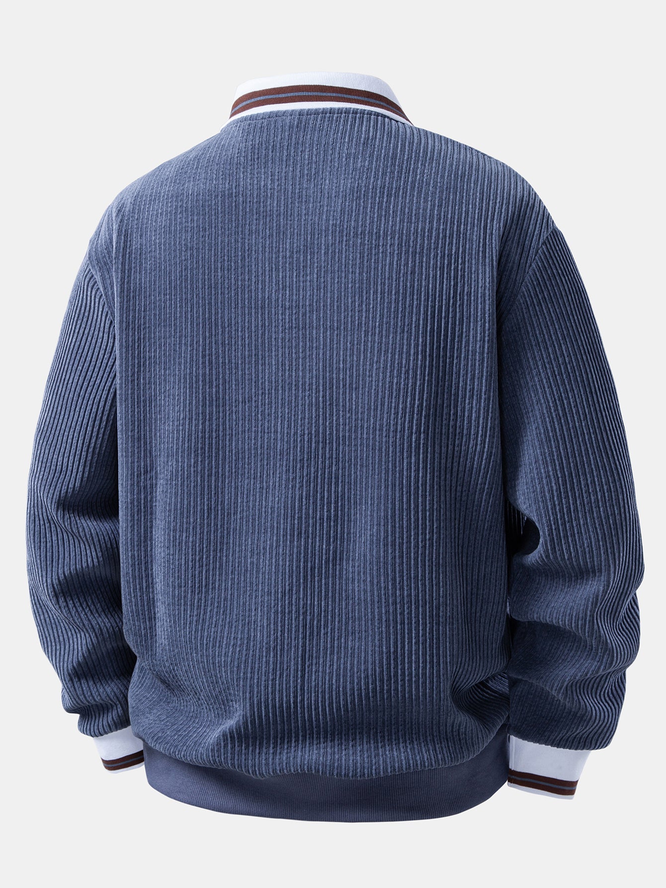 Contrast Trim Johnny Collar Polo Sweatshirt