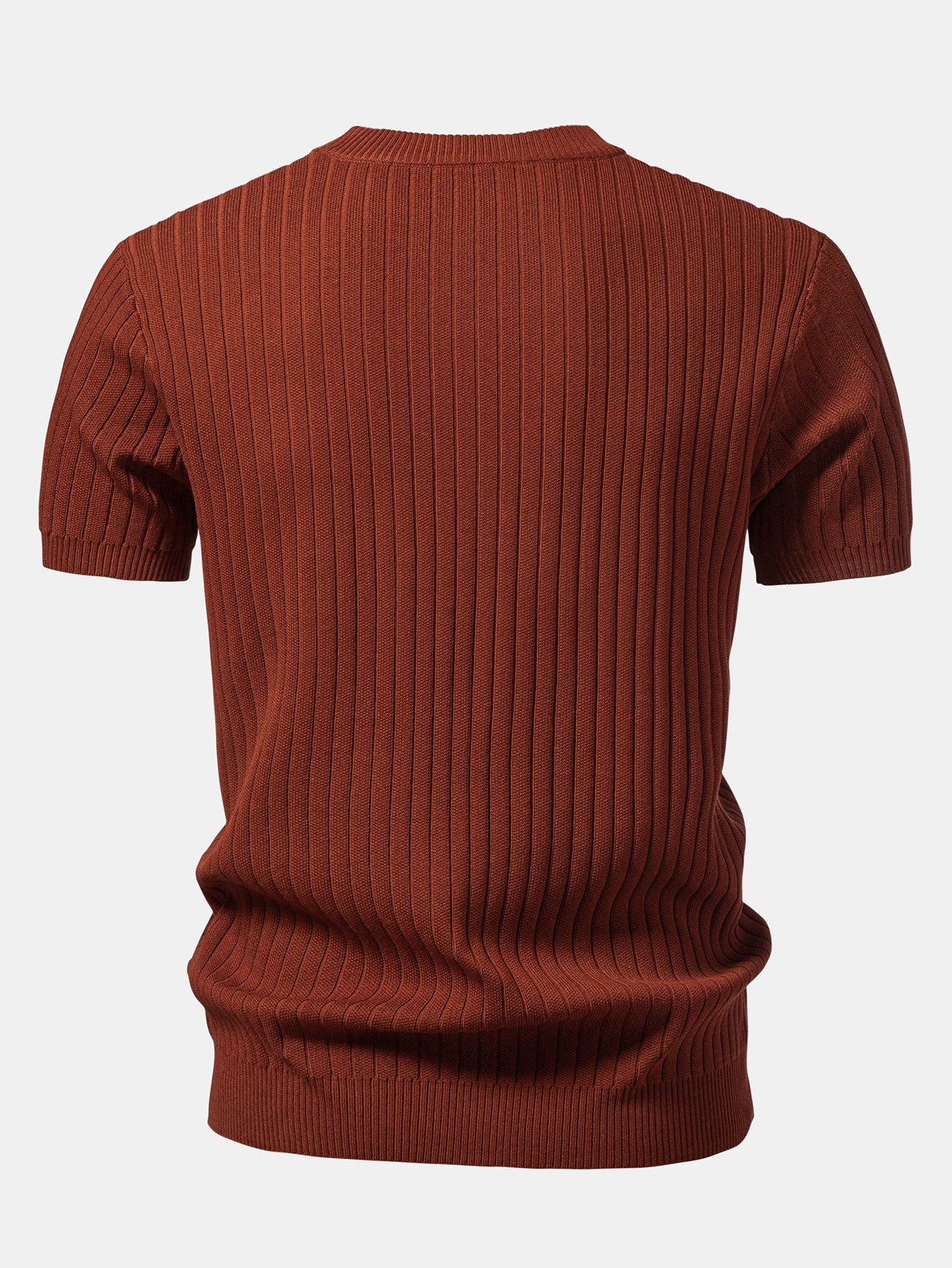 Ribbed Crew Neck Knit T-Shirt