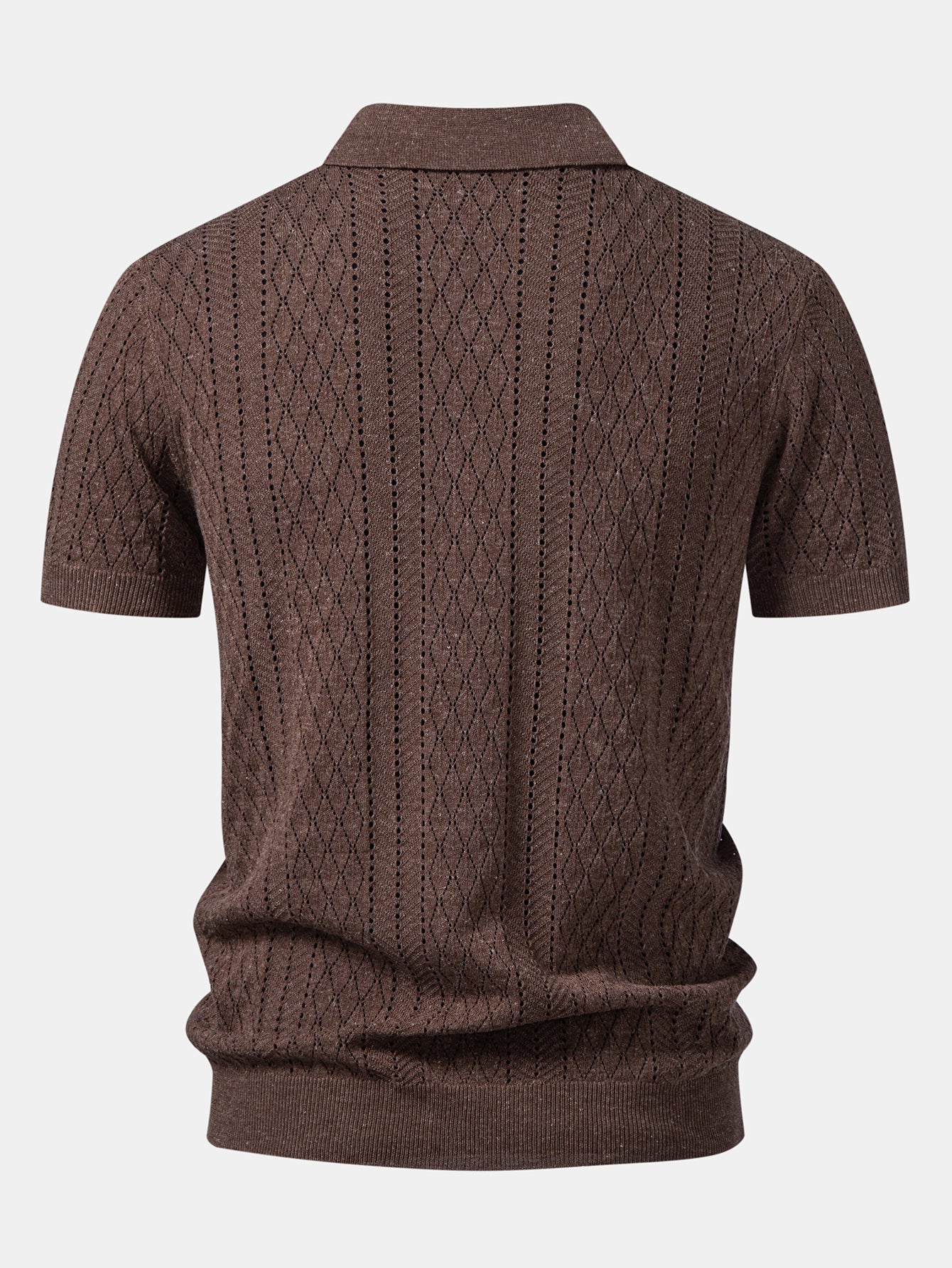 Geometric Open Knit Polo