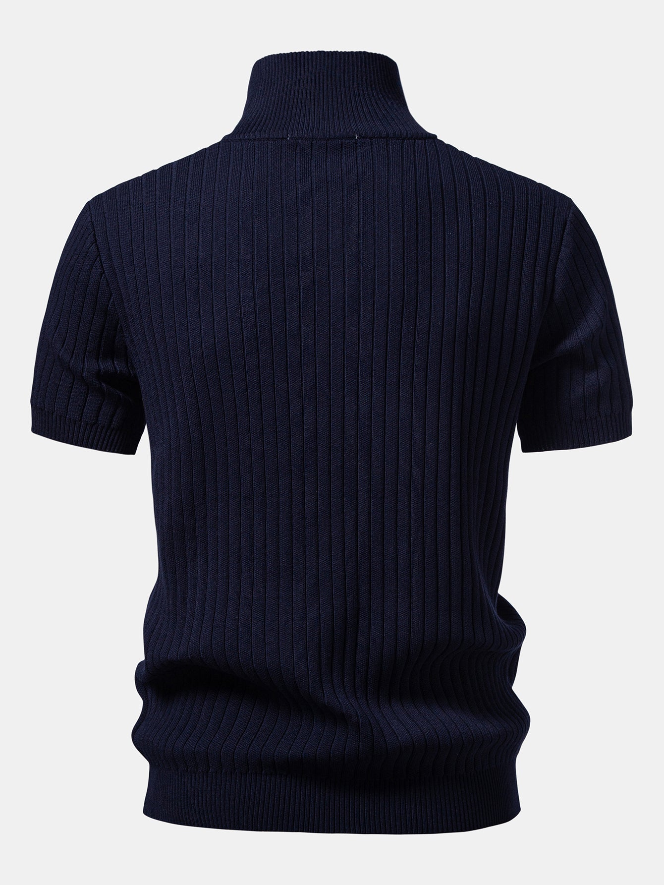 Ribbed Quarter Zip Knit Polo