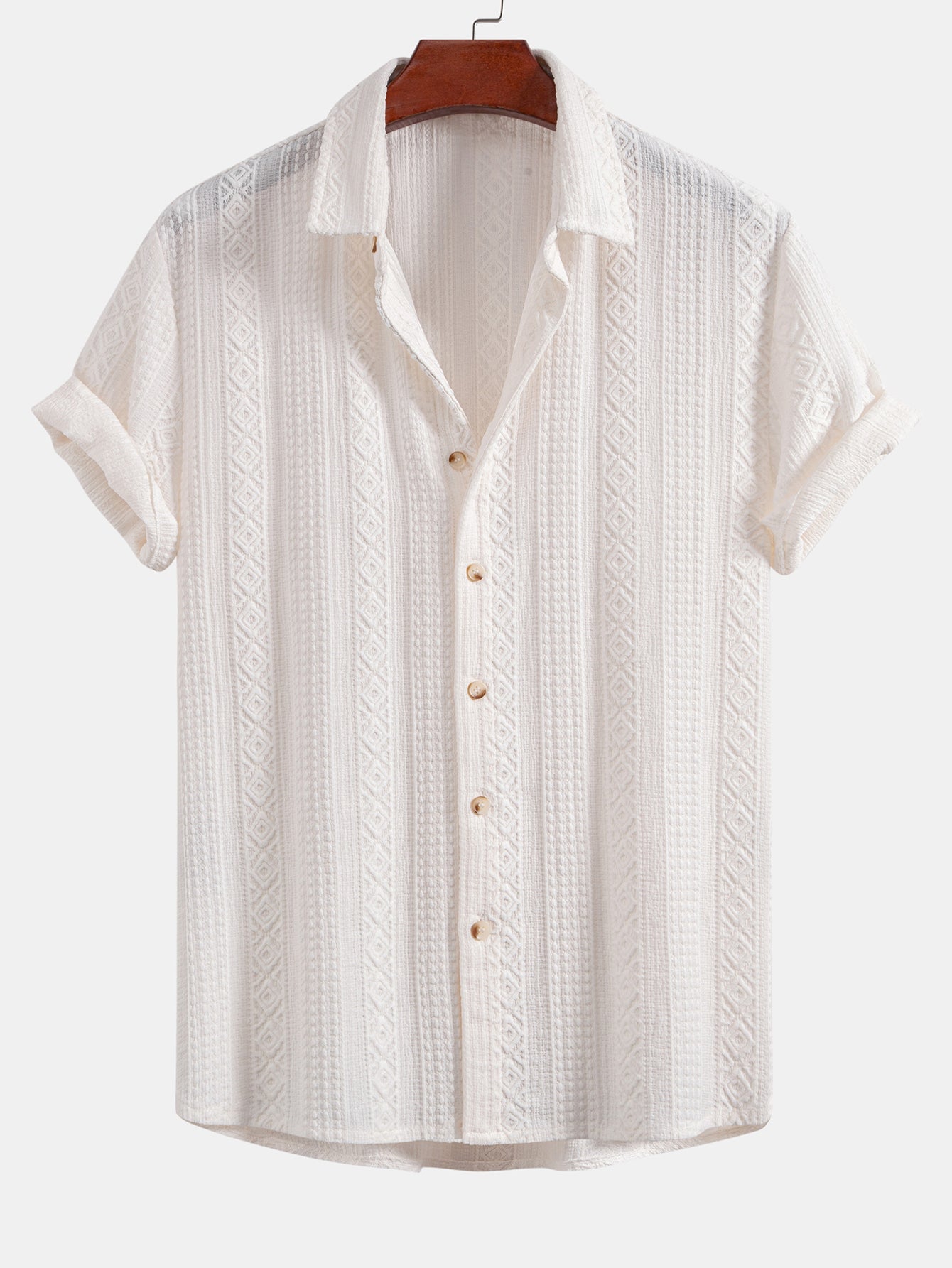 Geometric Jacquard Button Up Shirt