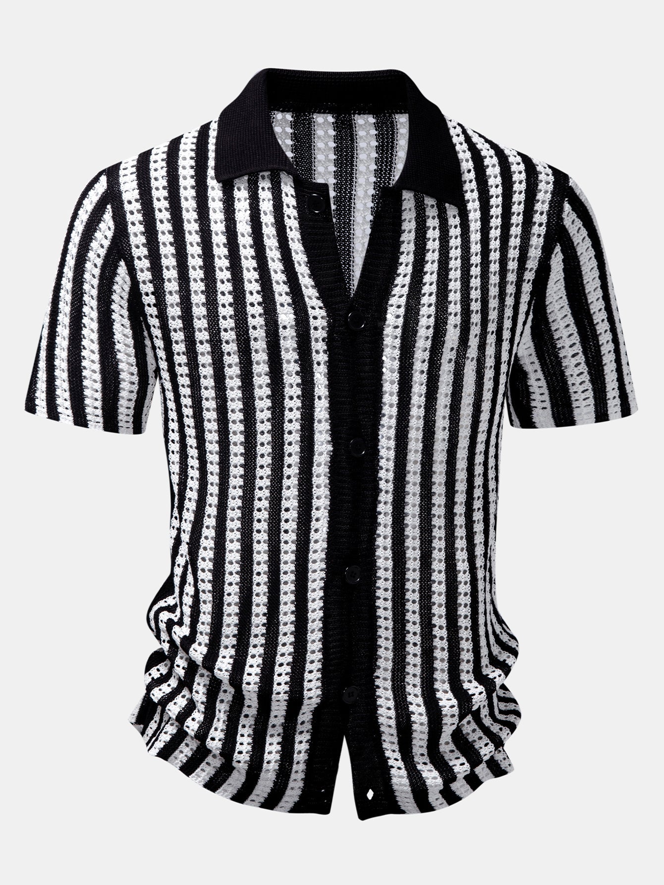 Striped Crochet Button Up Shirt