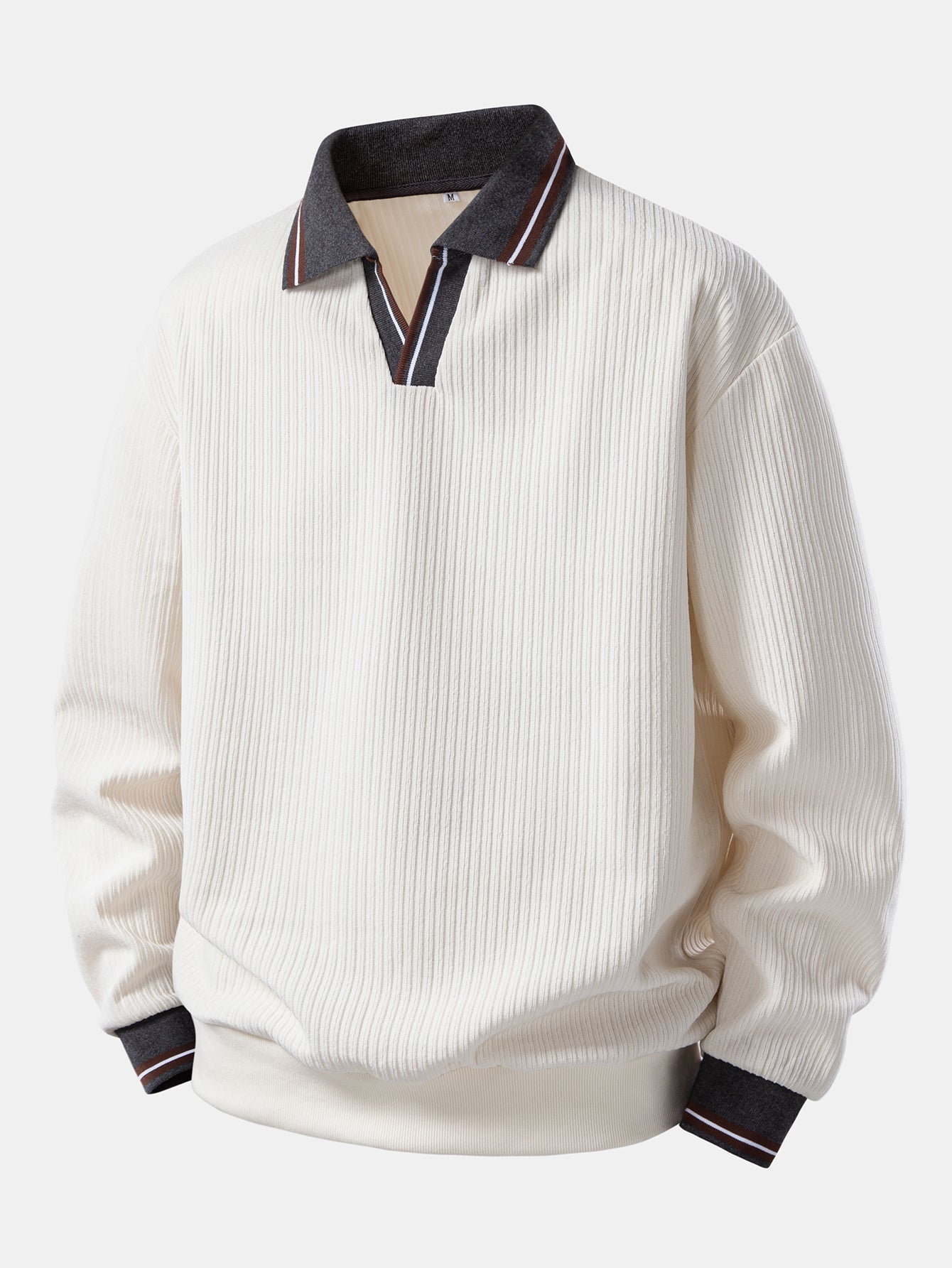 Contrast Trim Johnny Collar Polo Sweatshirt