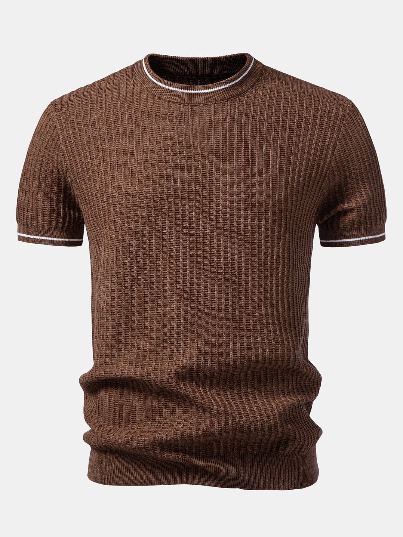Contrast Trim Waffle Knit T-Shirt