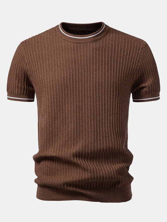 Contrast Trim Waffle Knit T-Shirt