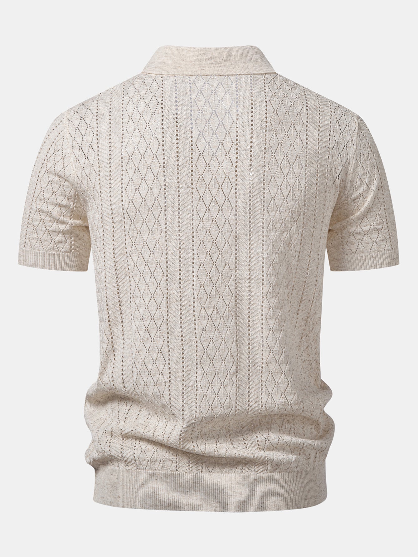 Geometric Open Knit Polo