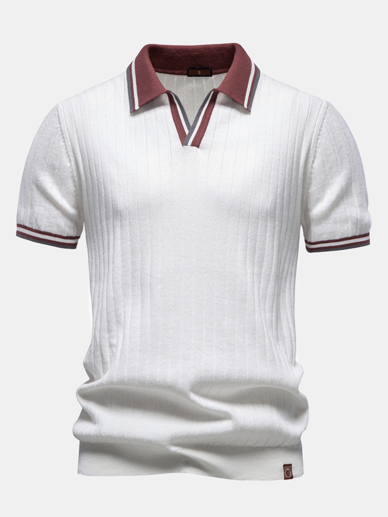 Contrast Trim Johnny Collar Polo