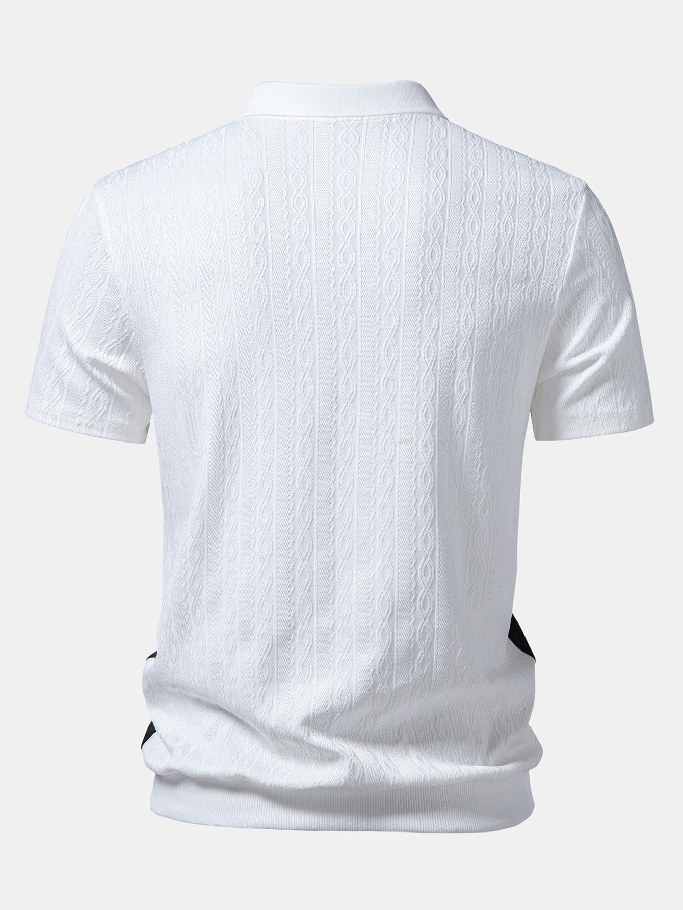 Two Tone Twisted Jacquard Zipper Knit Polo