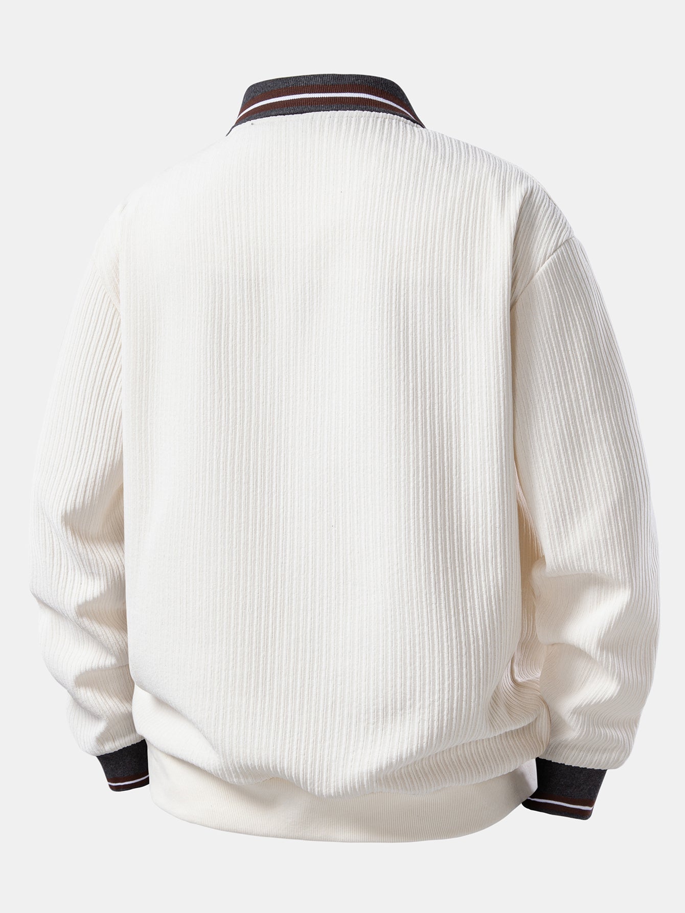 Contrast Trim Johnny Collar Polo Sweatshirt