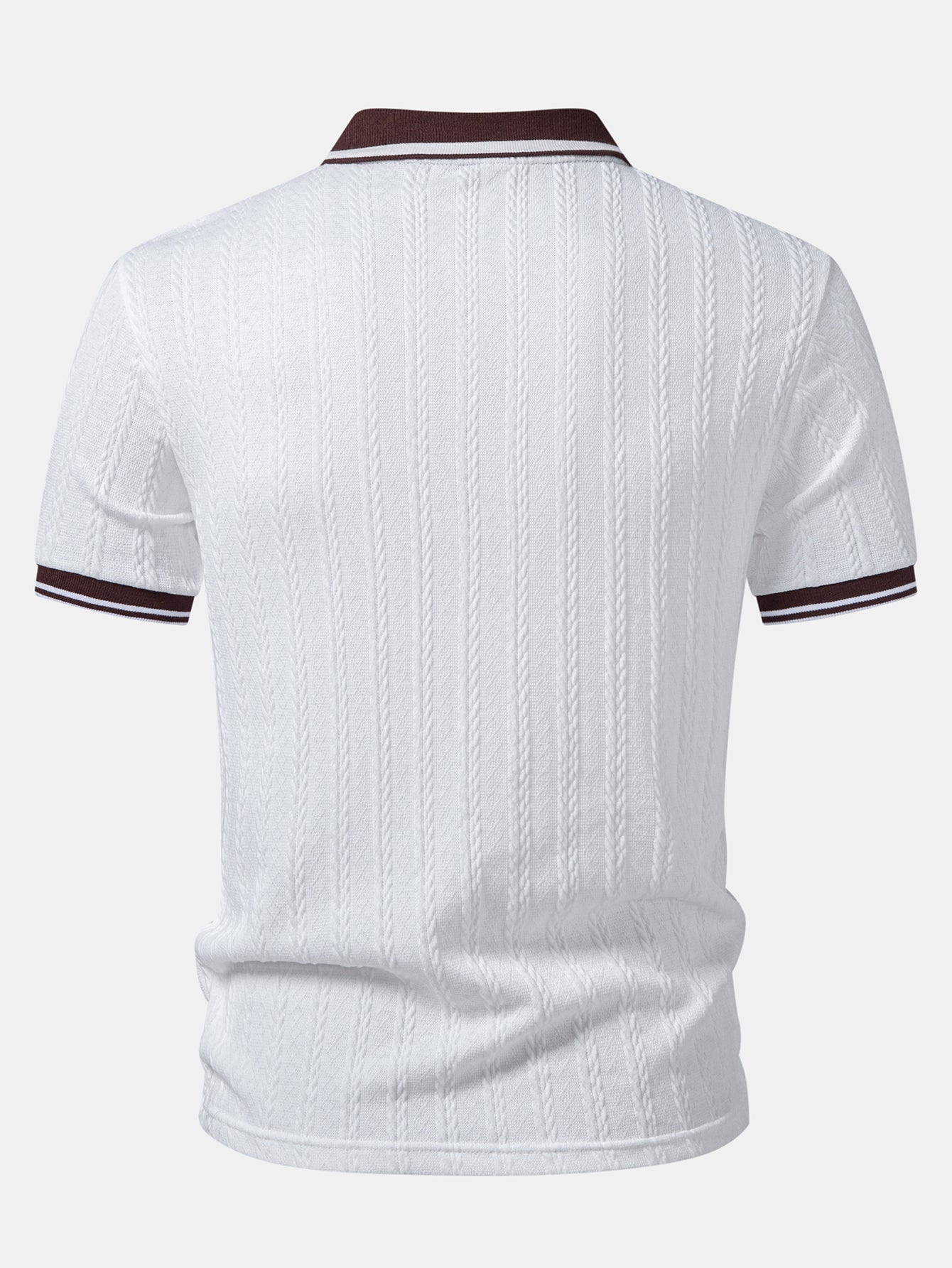 Wheat Ear Jacquard Zipper Knit Polo