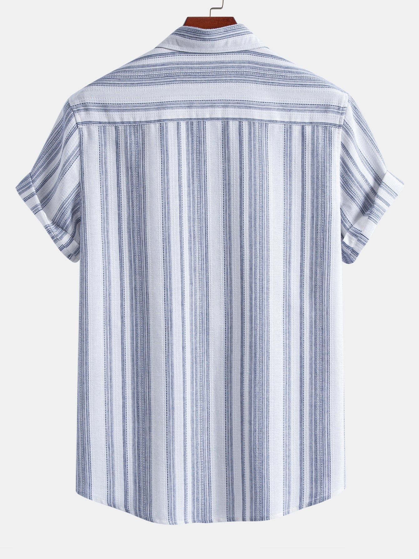 Stripe Linen Look Button Up Shirt & Crinkle Textured Straight Leg Pants
