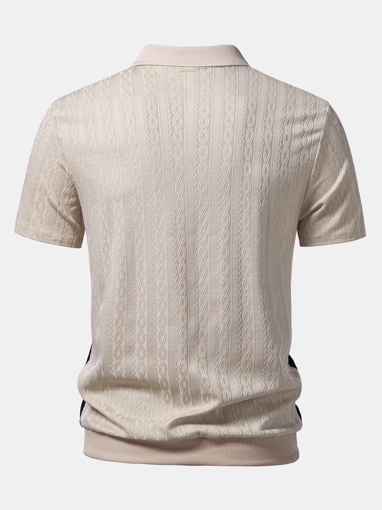 Two Tone Twisted Jacquard Zipper Knit Polo