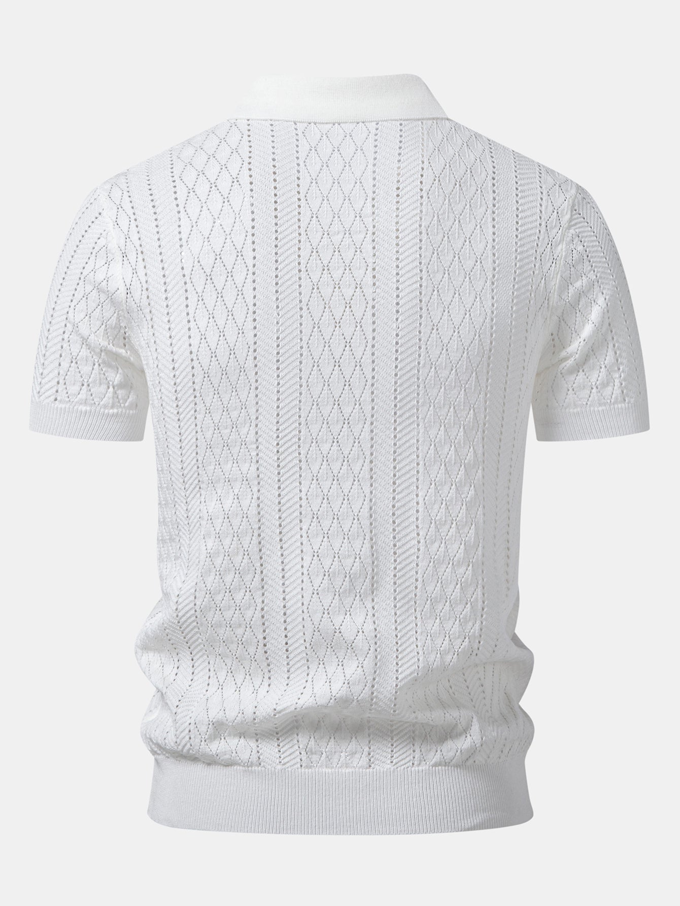 Geometric Open Knit Polo