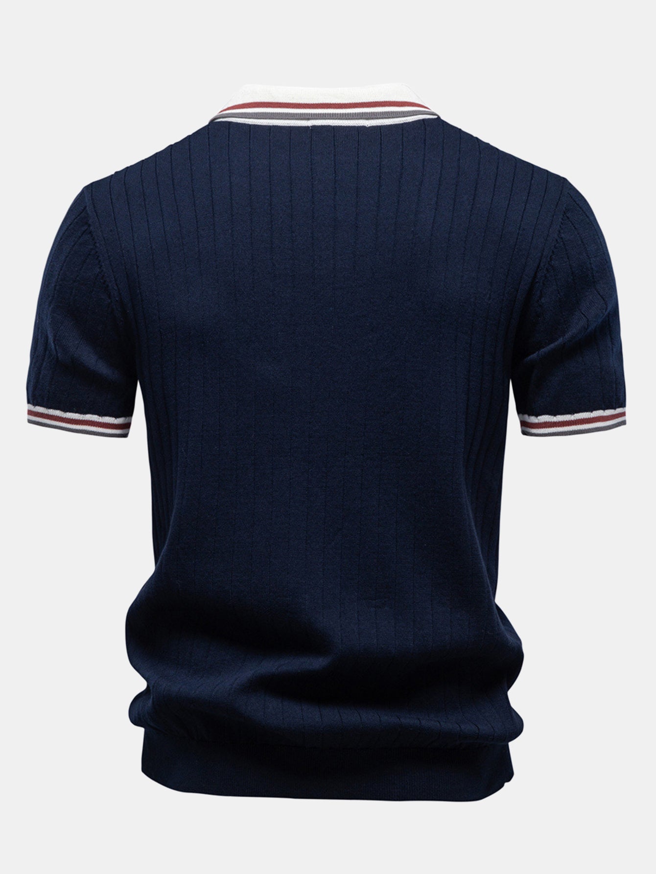 Contrast Trim Johnny Collar Polo