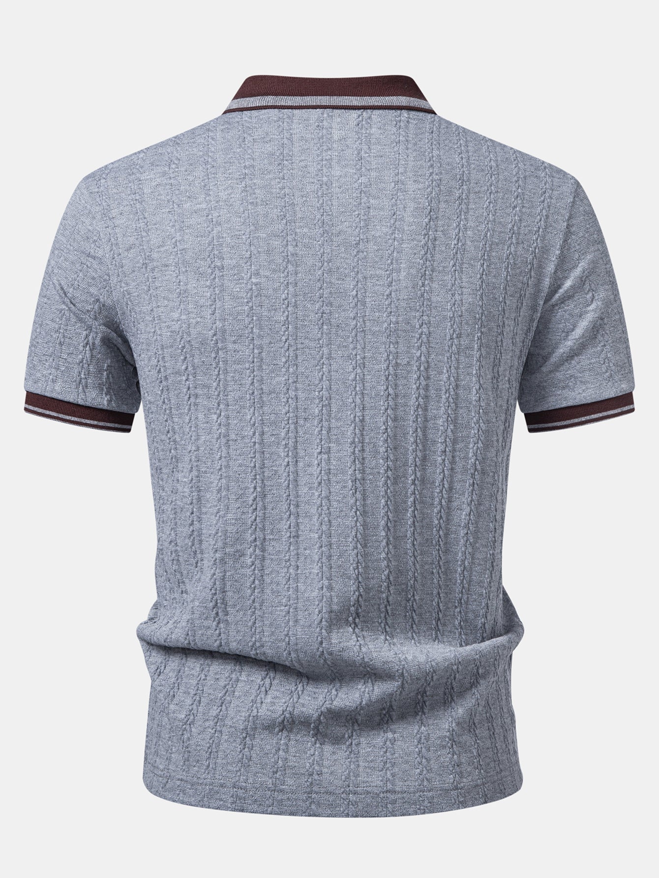 Wheat Ear Jacquard Zipper Knit Polo