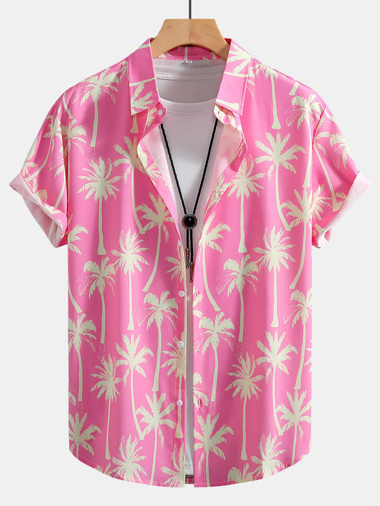 Palm Tree Print Button Up Shirt & Swim Shorts